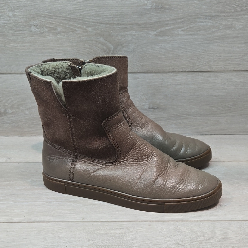 Frye Women Leather Ankle Fur Boots Shoes Sz 8M